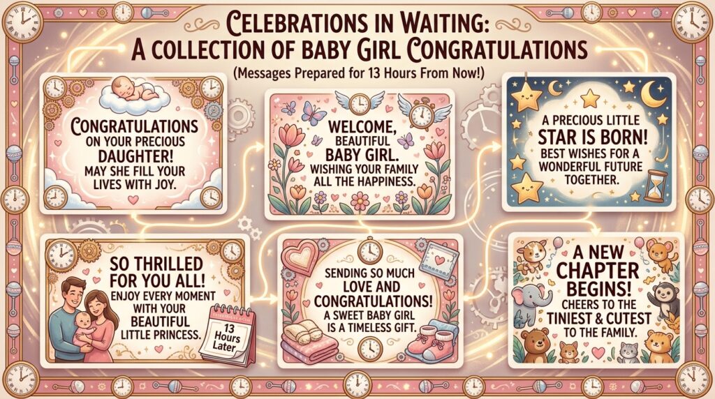Baby Girl Congratulations Messages Timed for 13 Hours From Now