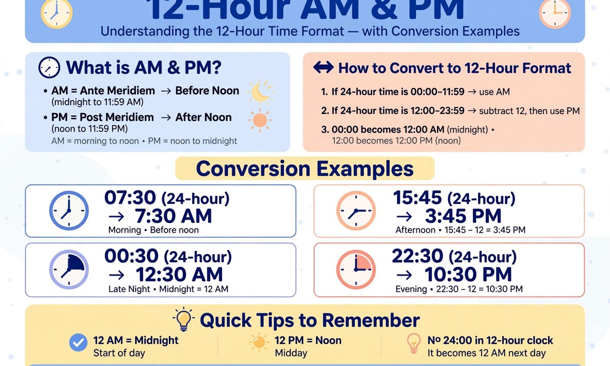 Guide to the 12-hour AM PM time format