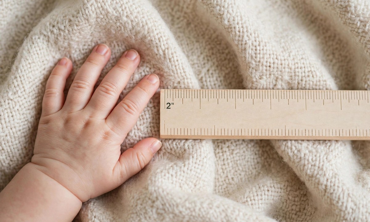Baby hand comparison showing 2 inches