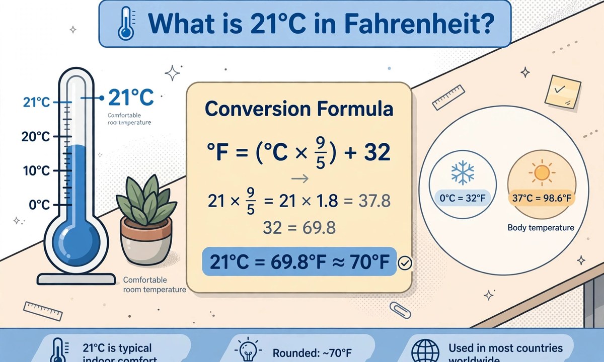 Illustration related to 21 degrees celsius in fahrenheit