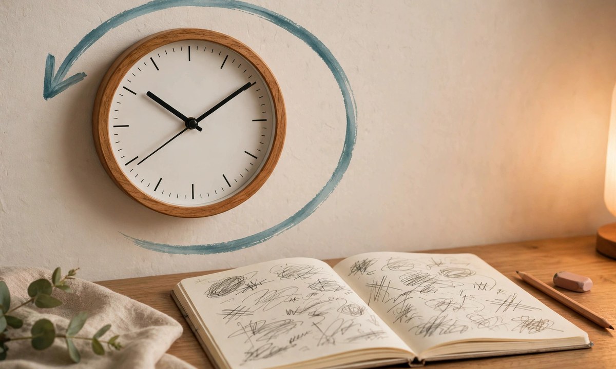 Manual calculation showing 23 minutes ago from now on a clock