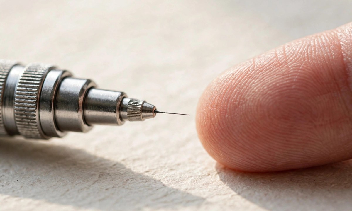 Pencil lead demonstrating how big 2mm is at your fingertips