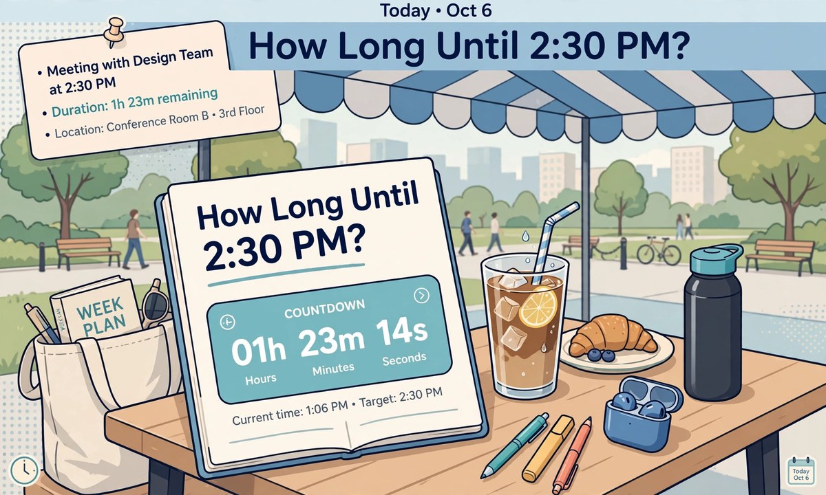 Illustration related to how long until 230 pm