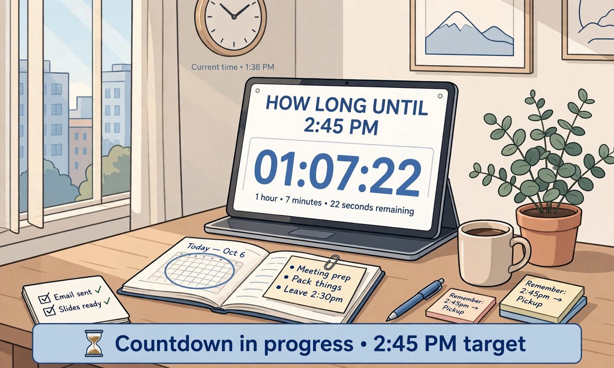Illustration related to how long until 245 pm