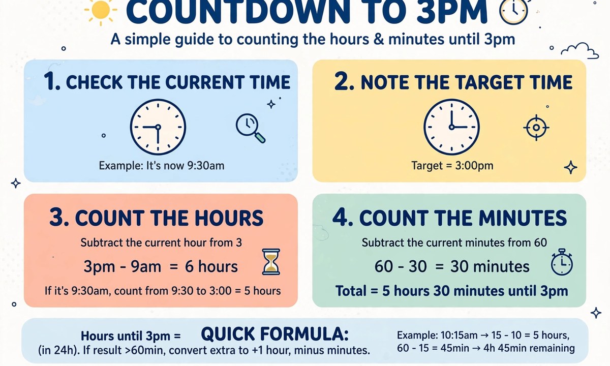 Visual guide to counting down to 3pm
