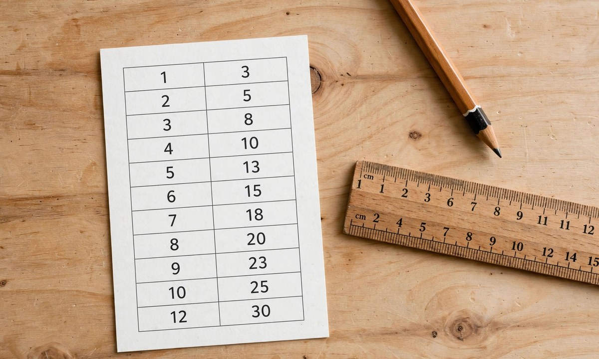 Quick reference table from an inches to cm converter