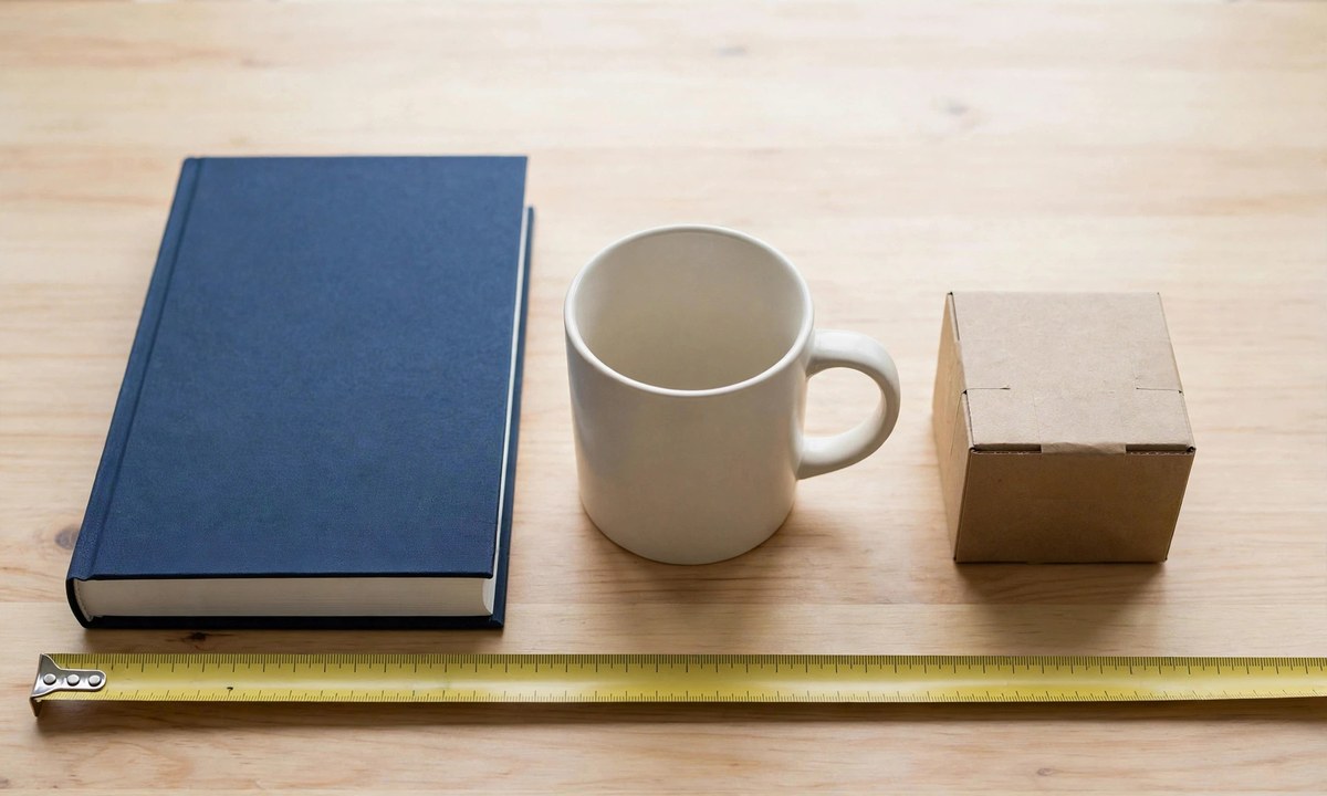 Everyday objects showing length width height depth measurement