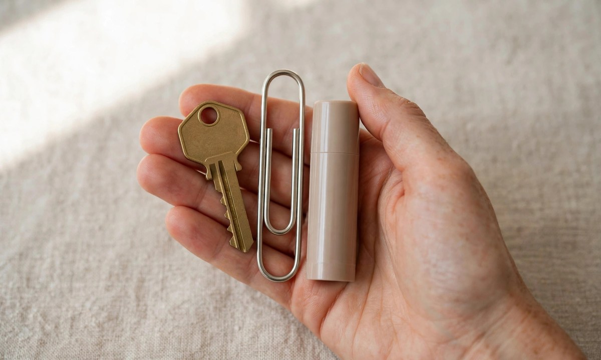Hand holding objects that are 3 inches long