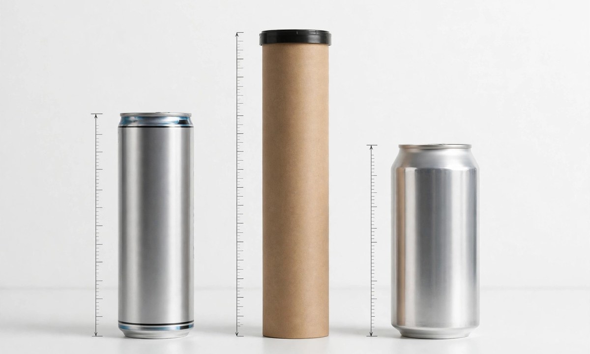 Size comparison chart of Red Bull can dimensions