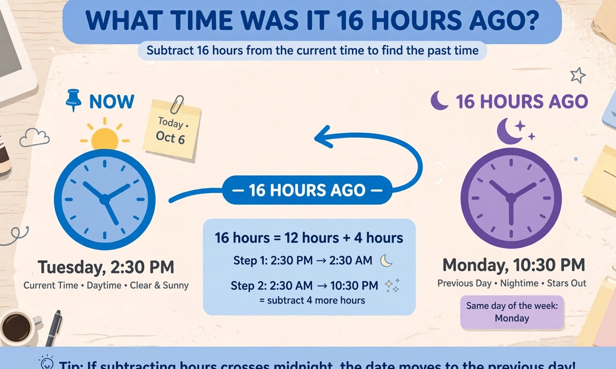 Illustration related to what time was it 16 hours ago