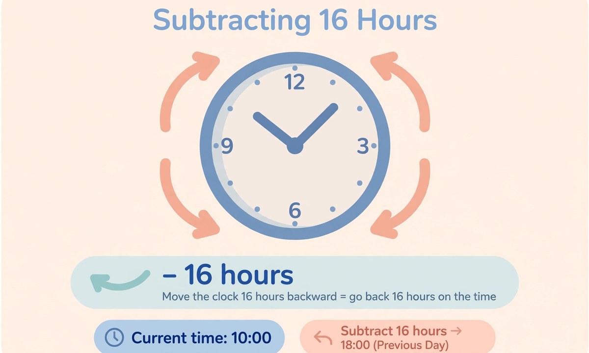 How to subtract 16 hours to find what time was it 16 hours ago